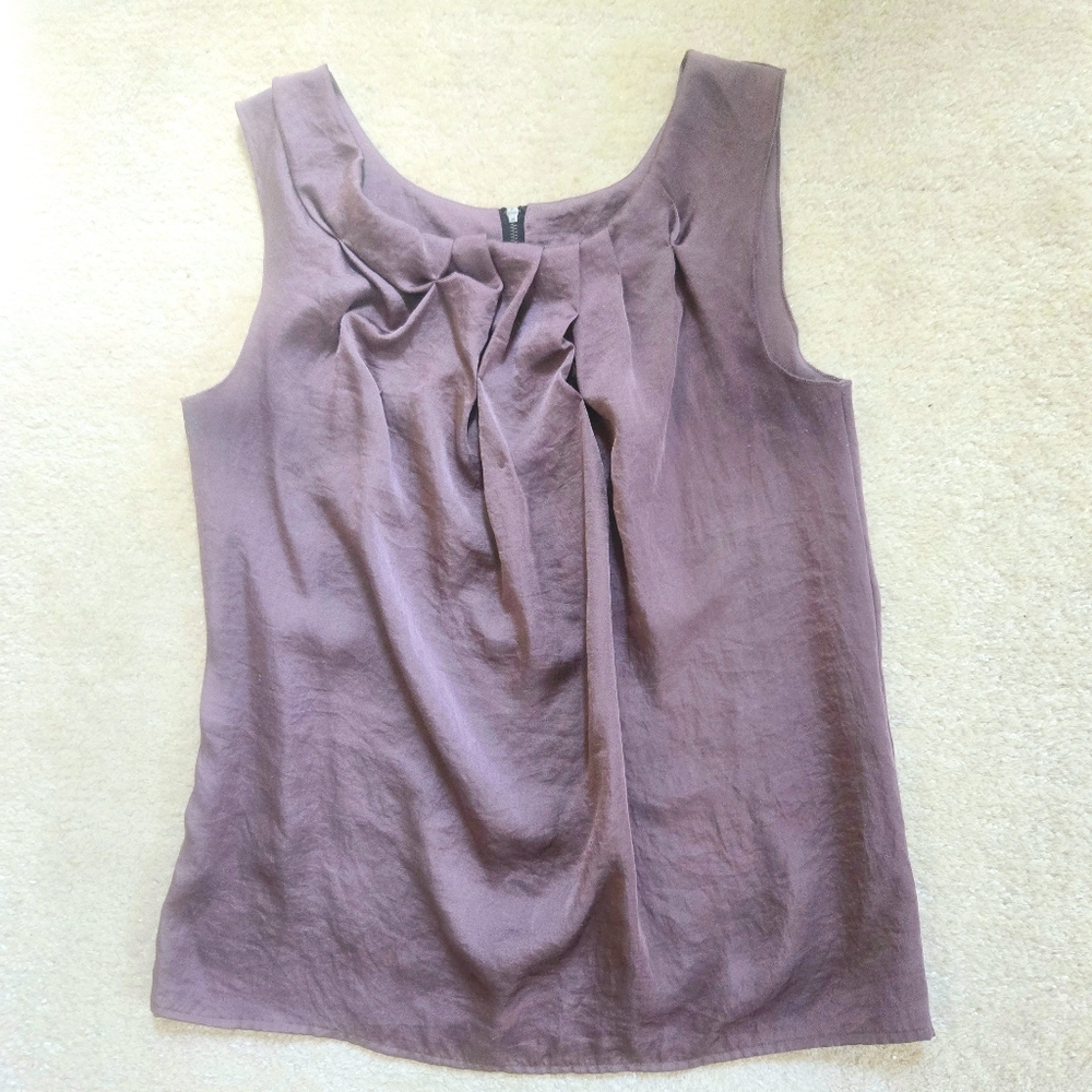 LOFT Mauve Sleeveless Ruched Top